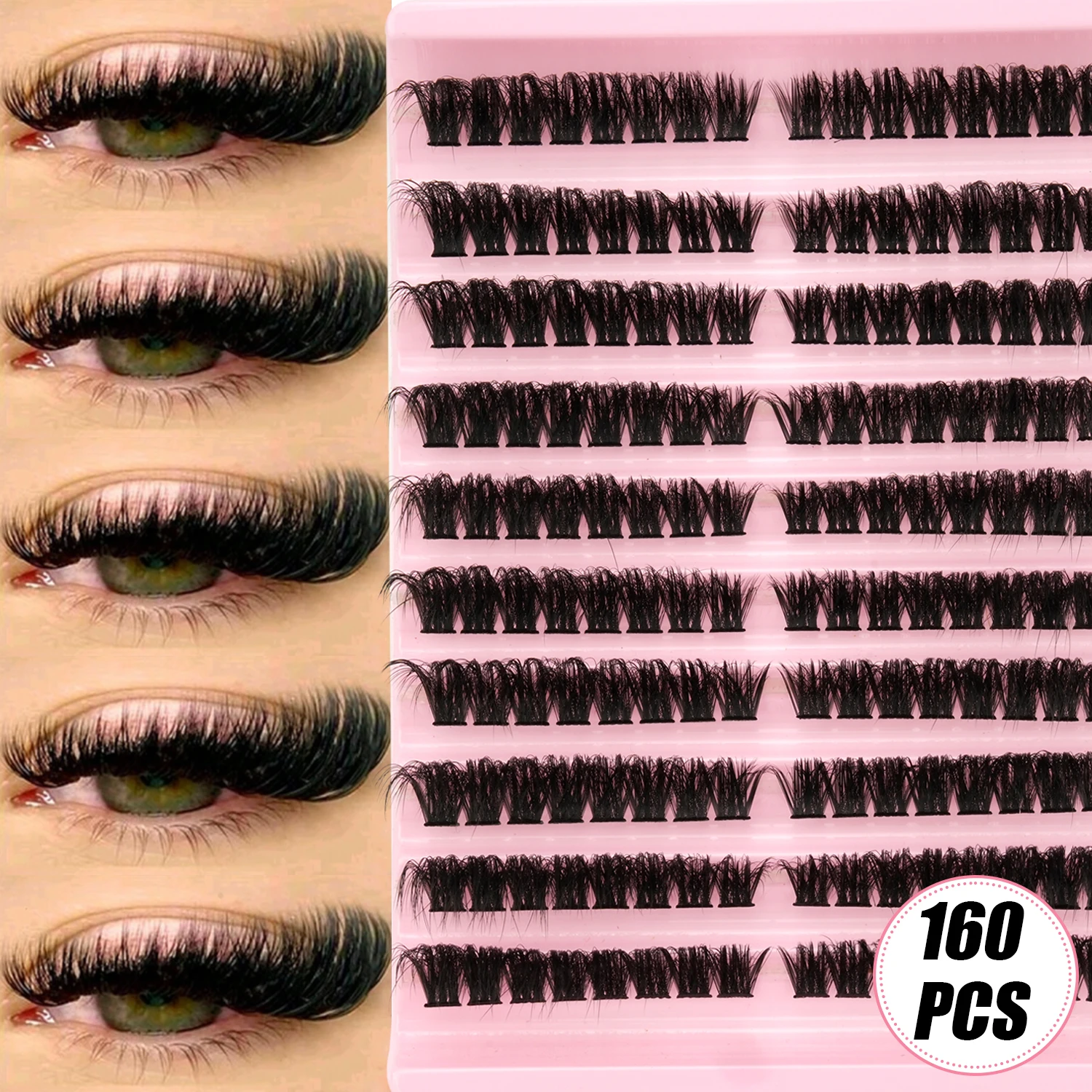 Eyelash Extension Russian - 160 قطعة من الرموش الروسية المجمعة،