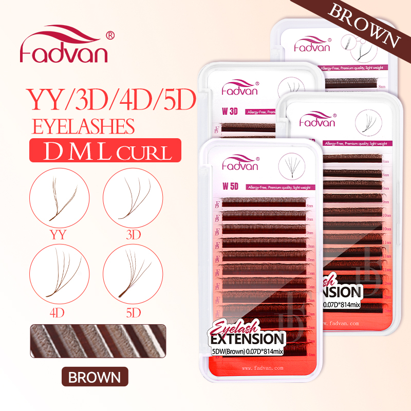Eyelash Extension For Asian Eyes - FADVAN براون 4D/3D/5D جلدة W شكل